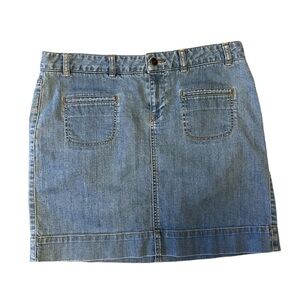 Ann Taylor LOFT Mid Wash Denim Mini Skirt Size 10